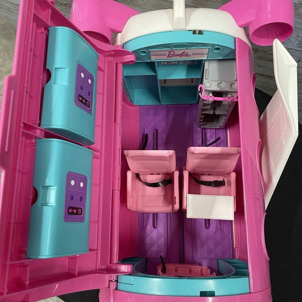 Barbie Dream Plane Airplane Jumbo Jet 2019 Mattel Play Set Pink + Serving Cart - Picture 11 of 16